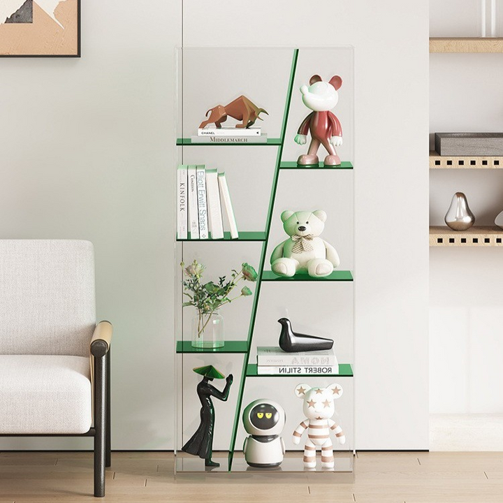 Estantería de almacenamiento acrílica rectangular de lujo moderno de 3/4 niveles para sala de estar y dormitorio 