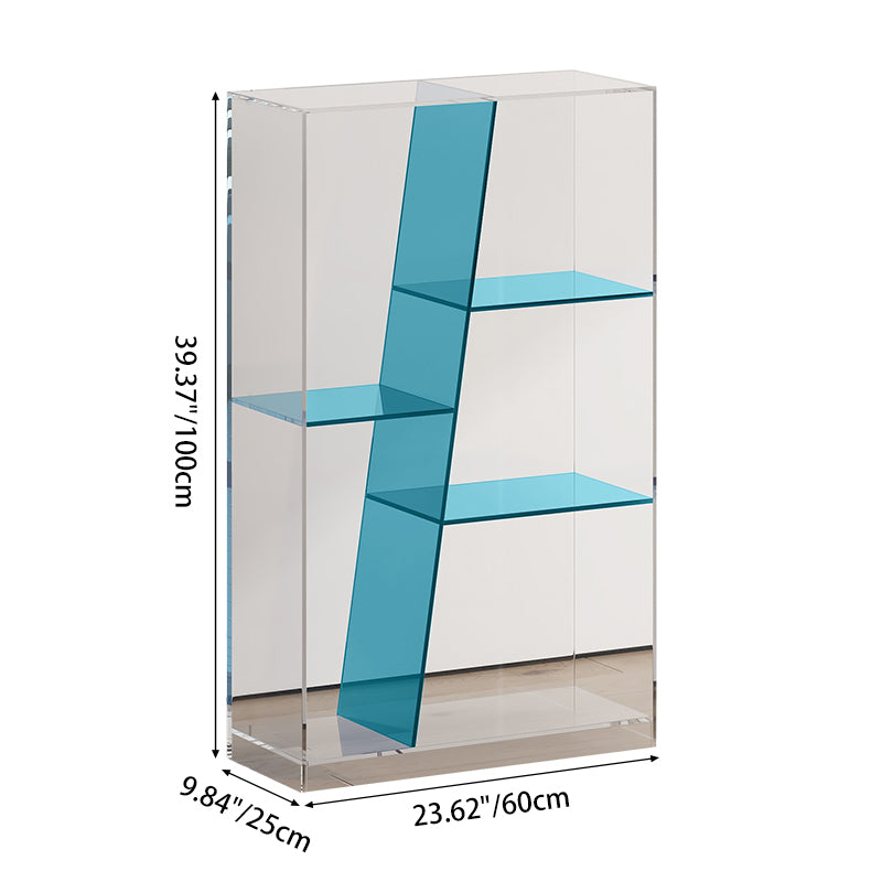 Estantería de almacenamiento acrílica rectangular de lujo moderno de 3/4 niveles para sala de estar y dormitorio 