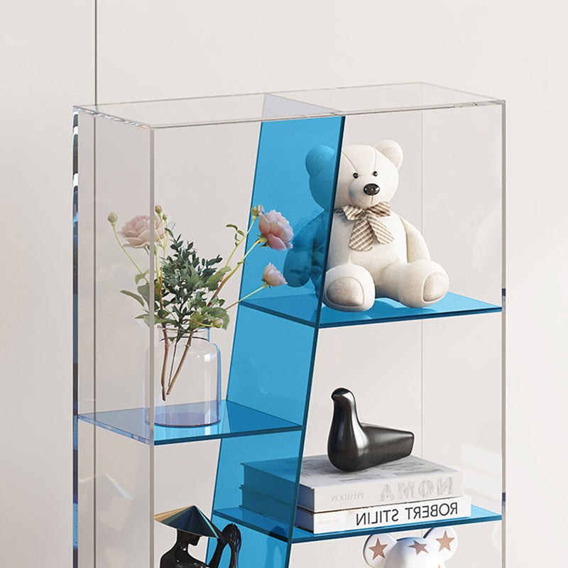 Estantería de almacenamiento acrílica rectangular de lujo moderno de 3/4 niveles para sala de estar y dormitorio 