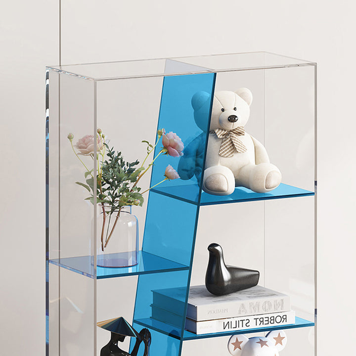 Estantería de almacenamiento acrílica rectangular de lujo moderno de 3/4 niveles para sala de estar y dormitorio 