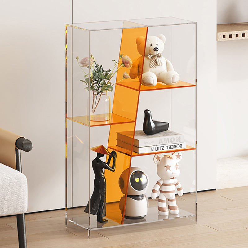 Estantería de almacenamiento acrílica rectangular de lujo moderno de 3/4 niveles para sala de estar y dormitorio 