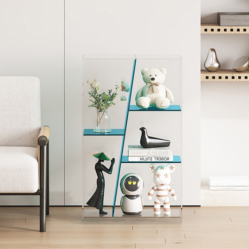 Estantería de almacenamiento acrílica rectangular de lujo moderno de 3/4 niveles para sala de estar y dormitorio 