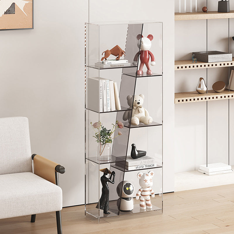 Estantería de almacenamiento acrílica rectangular de lujo moderno de 3/4 niveles para sala de estar y dormitorio 