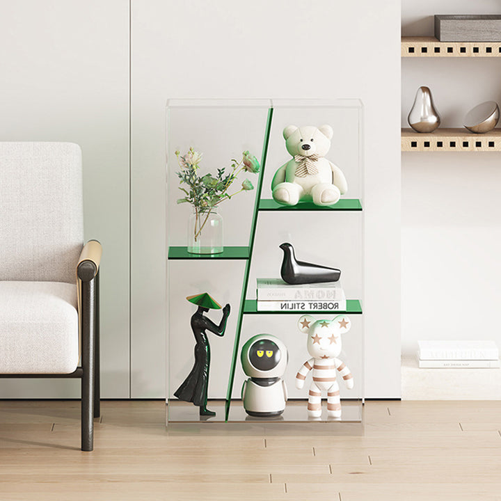 Estantería de almacenamiento acrílica rectangular de lujo moderno de 3/4 niveles para sala de estar y dormitorio 