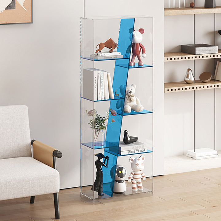 Estantería de almacenamiento acrílica rectangular de lujo moderno de 3/4 niveles para sala de estar y dormitorio 