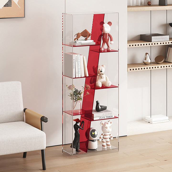 Estantería de almacenamiento acrílica rectangular de lujo moderno de 3/4 niveles para sala de estar y dormitorio 