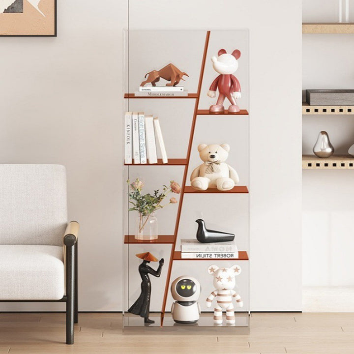Estantería de almacenamiento acrílica rectangular de lujo moderno de 3/4 niveles para sala de estar y dormitorio 