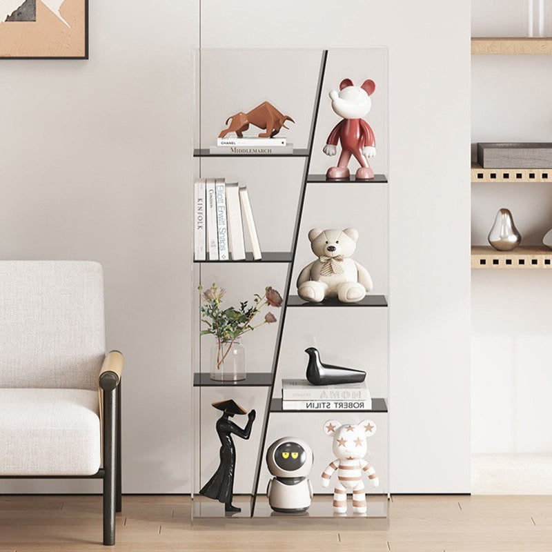 Estantería de almacenamiento acrílica rectangular de lujo moderno de 3/4 niveles para sala de estar y dormitorio 