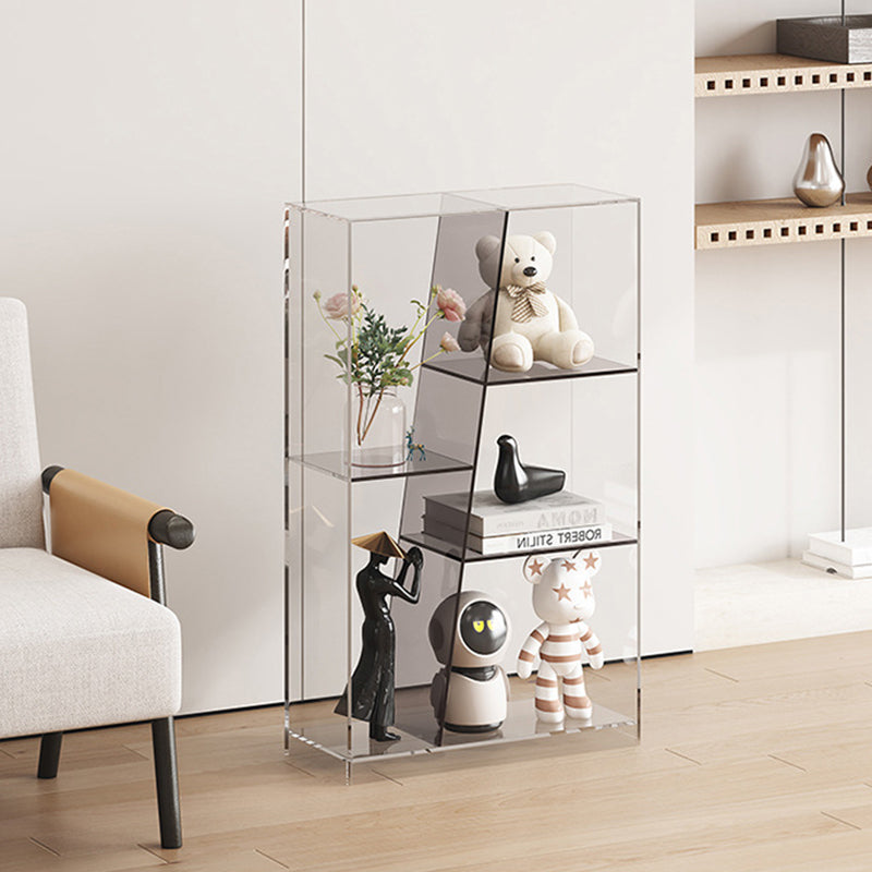 Estantería de almacenamiento acrílica rectangular de lujo moderno de 3/4 niveles para sala de estar y dormitorio 