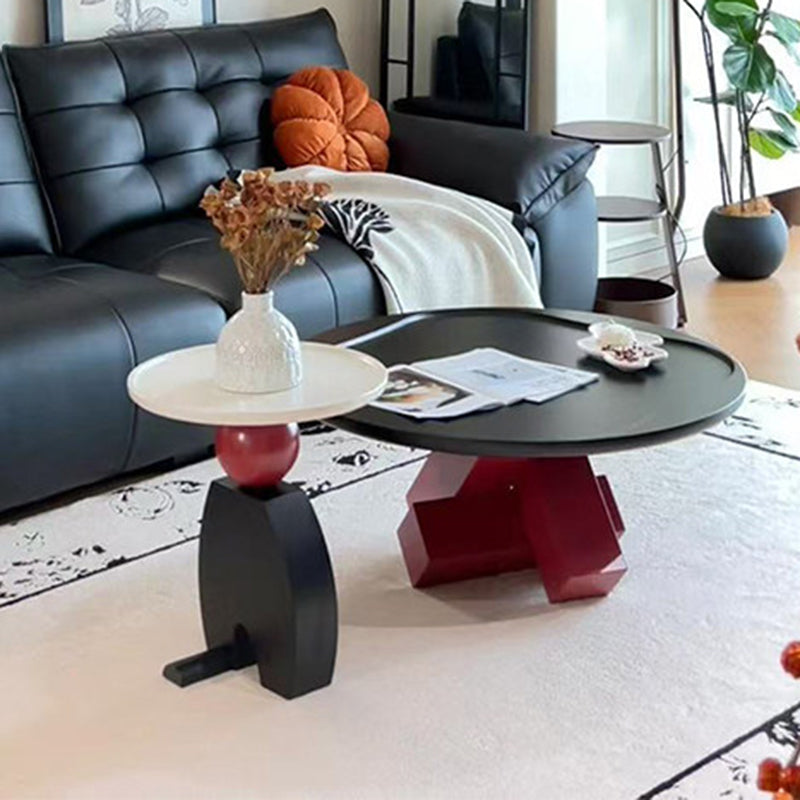 Table basse contemporaine créative ronde E1 en panneau de fibres à densité moyenne pour salon 