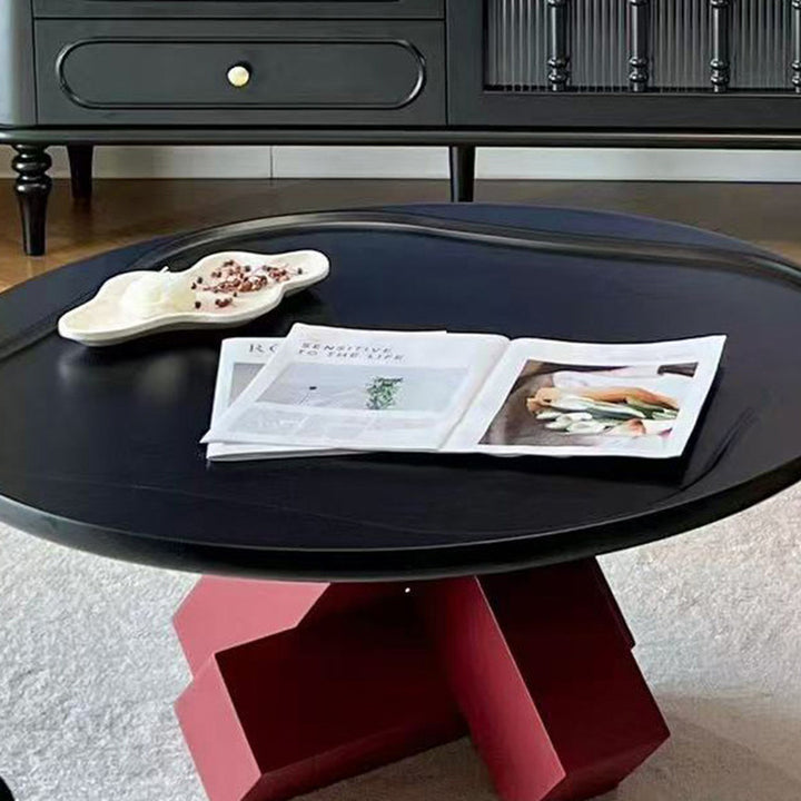 Table basse contemporaine créative ronde E1 en panneau de fibres à densité moyenne pour salon 