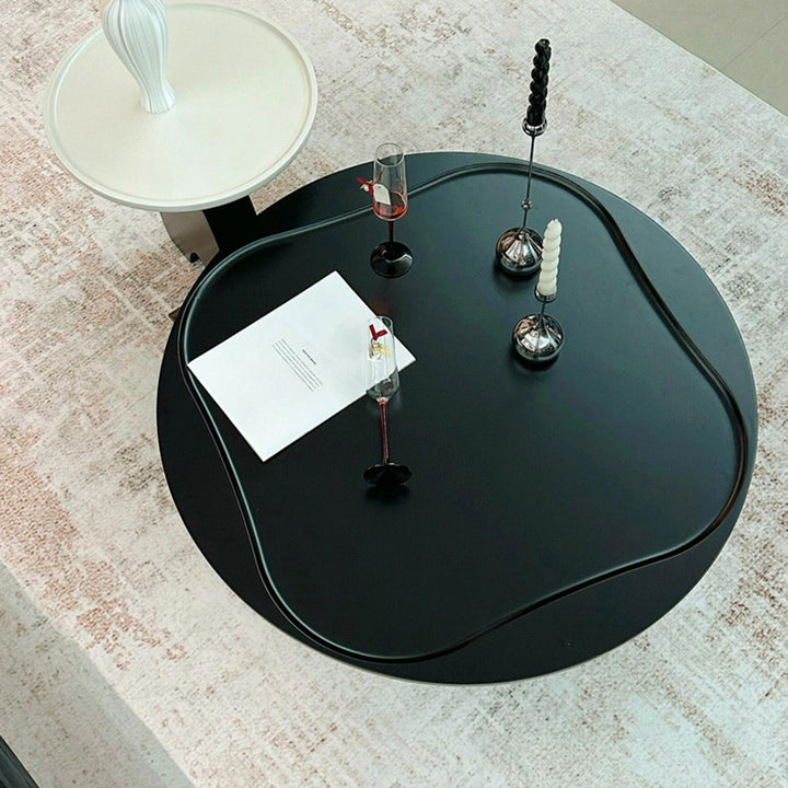 Table basse contemporaine créative ronde E1 en panneau de fibres à densité moyenne pour salon 