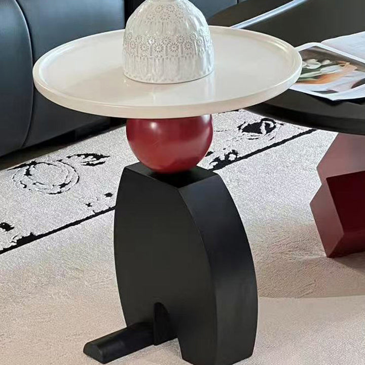 Table basse contemporaine créative ronde E1 en panneau de fibres à densité moyenne pour salon 