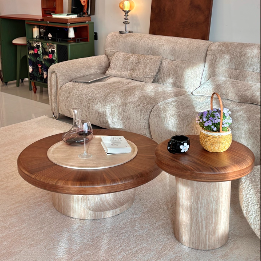 Traditional Japanese Round Plywood Coffee Table For The Living Room