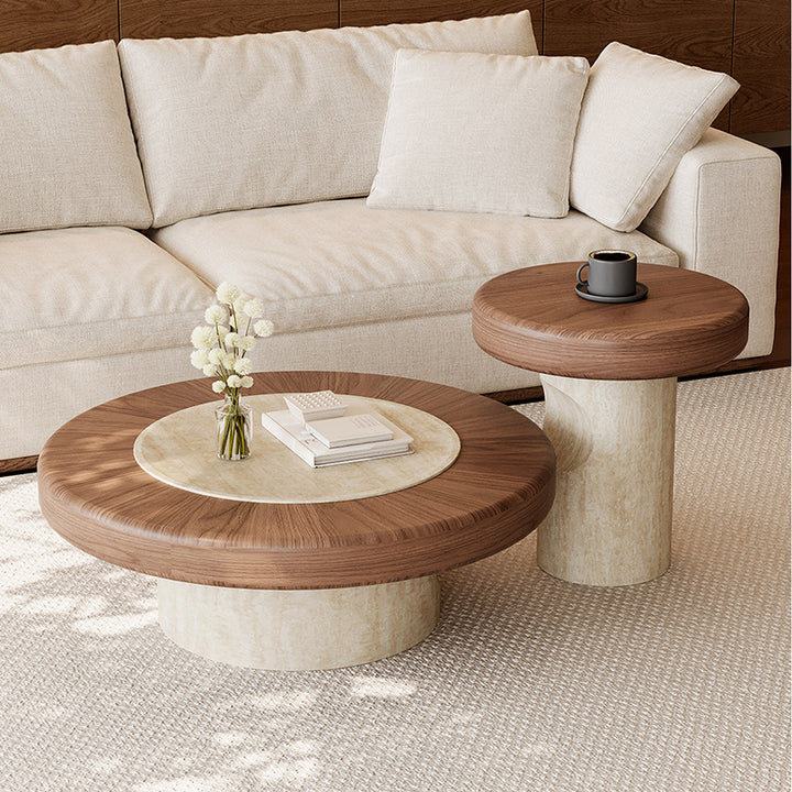 Traditional Japanese Round Plywood Coffee Table For The Living Room