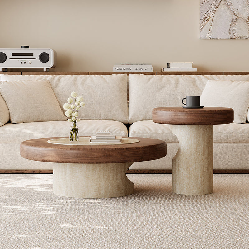 Traditional Japanese Round Plywood Coffee Table For The Living Room