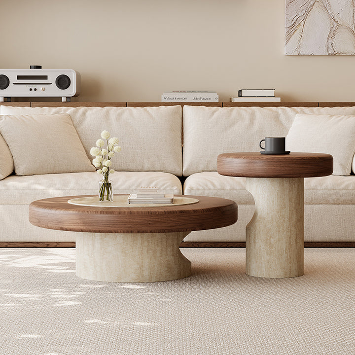 Traditional Japanese Round Plywood Coffee Table For The Living Room