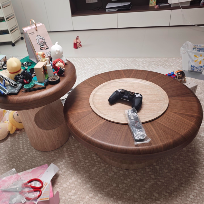 Traditional Japanese Round Plywood Coffee Table For The Living Room