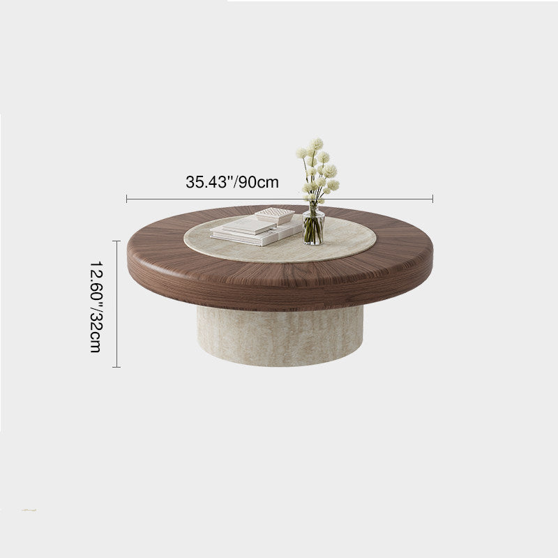 Traditional Japanese Round Plywood Coffee Table For The Living Room