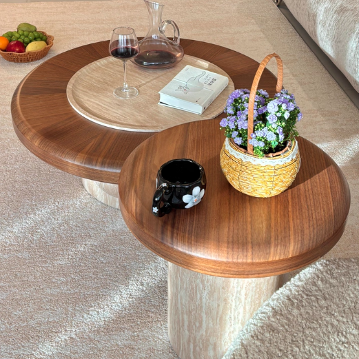 Traditional Japanese Round Plywood Coffee Table For The Living Room