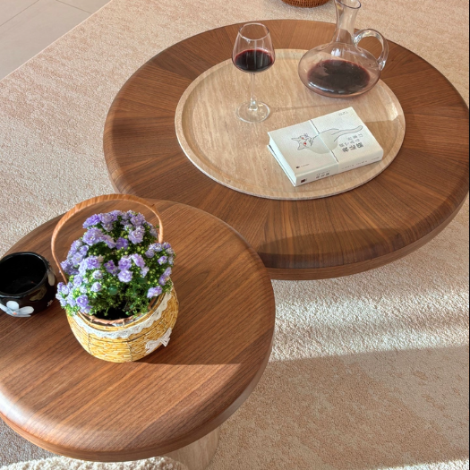 Traditional Japanese Round Plywood Coffee Table For The Living Room