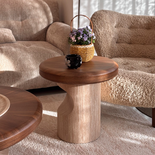 Traditional Japanese Round Plywood Coffee Table For The Living Room