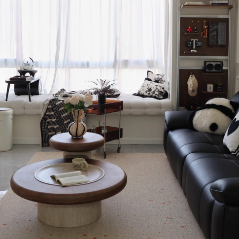 Traditional Japanese Round Plywood Coffee Table For The Living Room