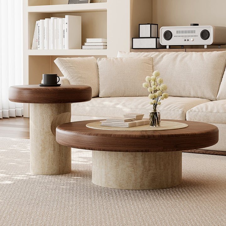 Traditional Japanese Round Plywood Coffee Table For The Living Room