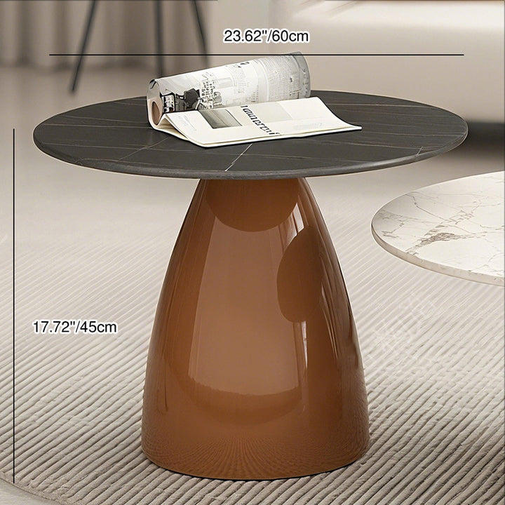 Table basse ronde moderne en pierre en plaque, laquée, en fer, de luxe, pour salon 
