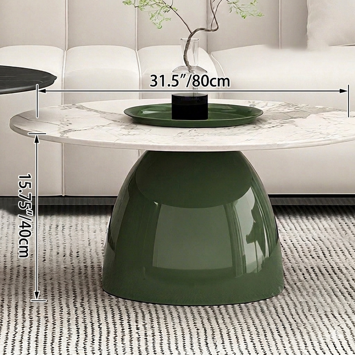 Table basse ronde moderne en pierre en plaque, laquée, en fer, de luxe, pour salon 