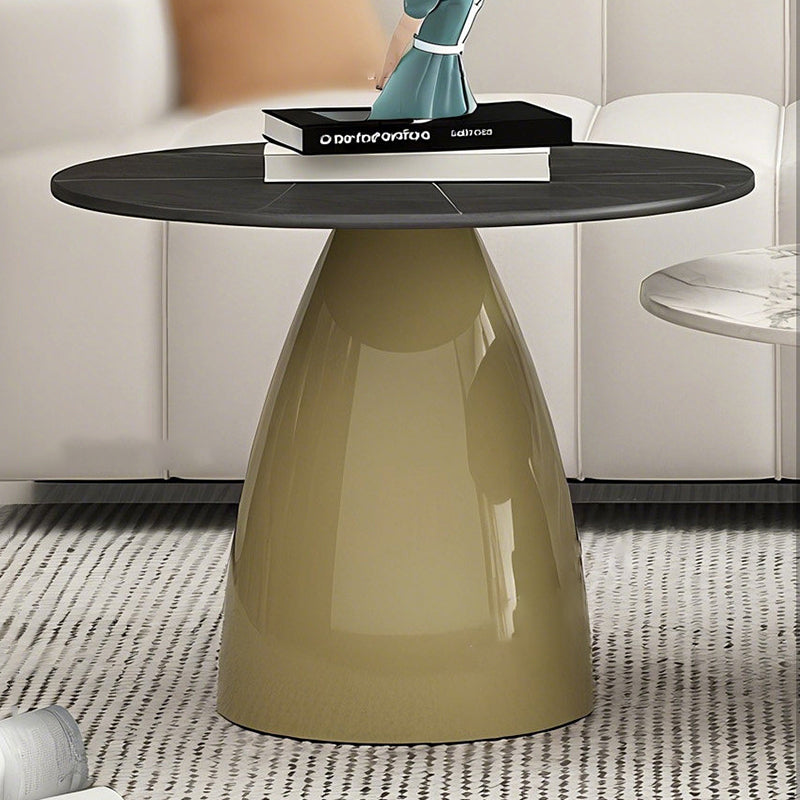 Table basse ronde moderne en pierre en plaque, laquée, en fer, de luxe, pour salon 