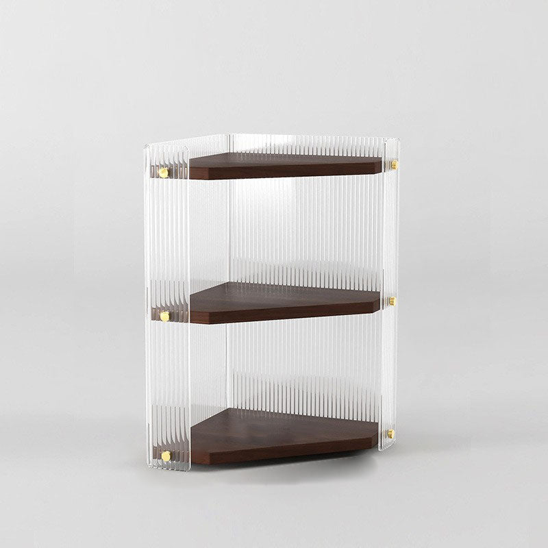 Modern Minimalist Triangle Plywood Acrylic Storage Corner Shelf Unit 3-Tier For Bathroom &amp; Bedroom