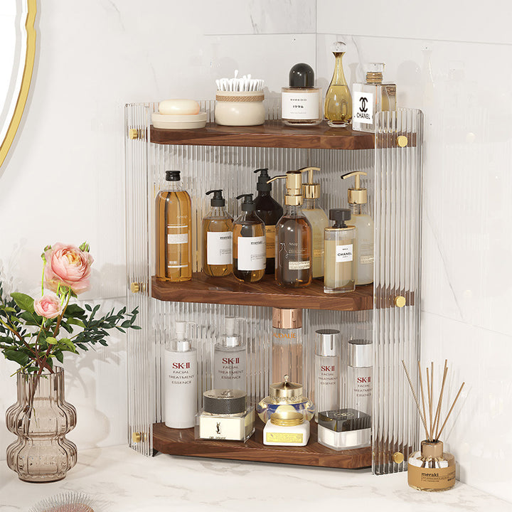 Modern Minimalist Triangle Plywood Acrylic Storage Corner Shelf Unit 3-Tier For Bathroom &amp; Bedroom