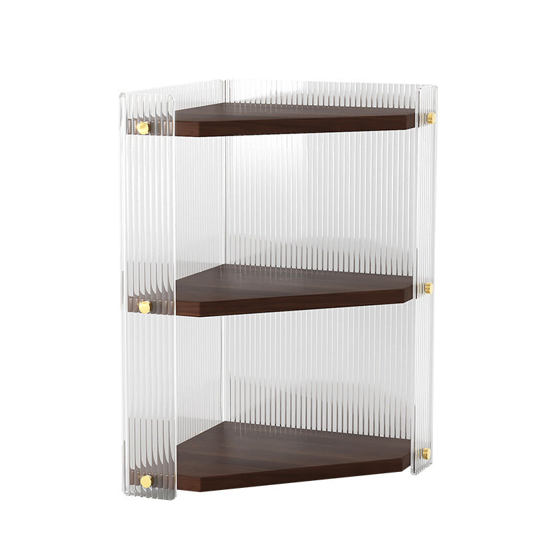 Modern Minimalist Triangle Plywood Acrylic Storage Corner Shelf Unit 3-Tier For Bathroom &amp; Bedroom
