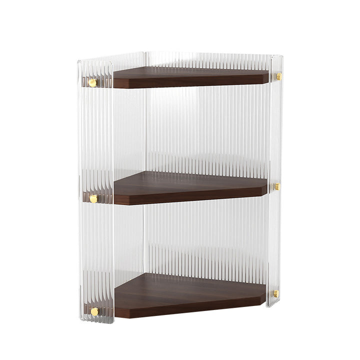 Modern Minimalist Triangle Plywood Acrylic Storage Corner Shelf Unit 3-Tier For Bathroom &amp; Bedroom