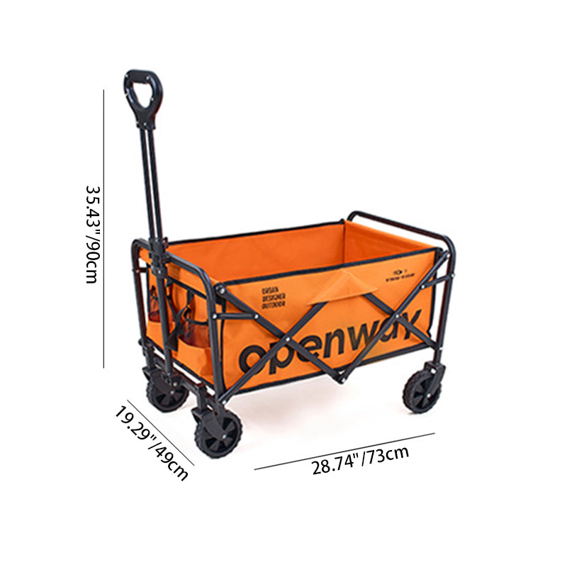 Chariot de camping pliable moderne, minimaliste, rectangulaire, en tissu Oxford, en acier au carbone et panneau de fibres à densité moyenne, pour l’extérieur 
