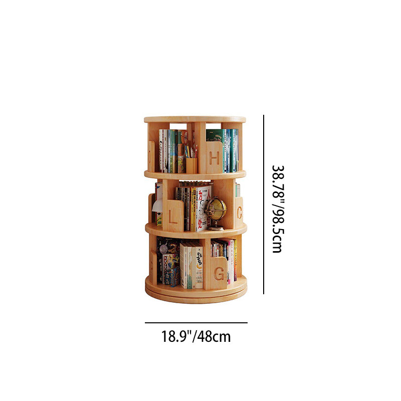 Moderner minimalistischer runder Bücherregal-Aufbewahrungsschrank aus Kiefernholz, drehbar, 3/4/5/6-stufig, für das Wohnzimmer 
