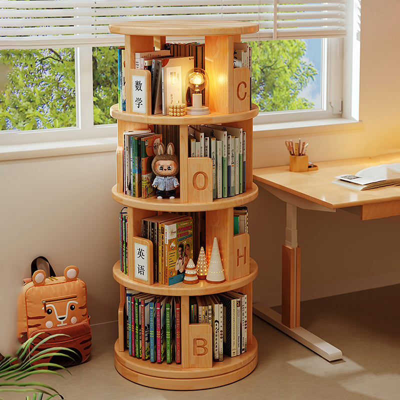 Moderner minimalistischer runder Bücherregal-Aufbewahrungsschrank aus Kiefernholz, drehbar, 3/4/5/6-stufig, für das Wohnzimmer 