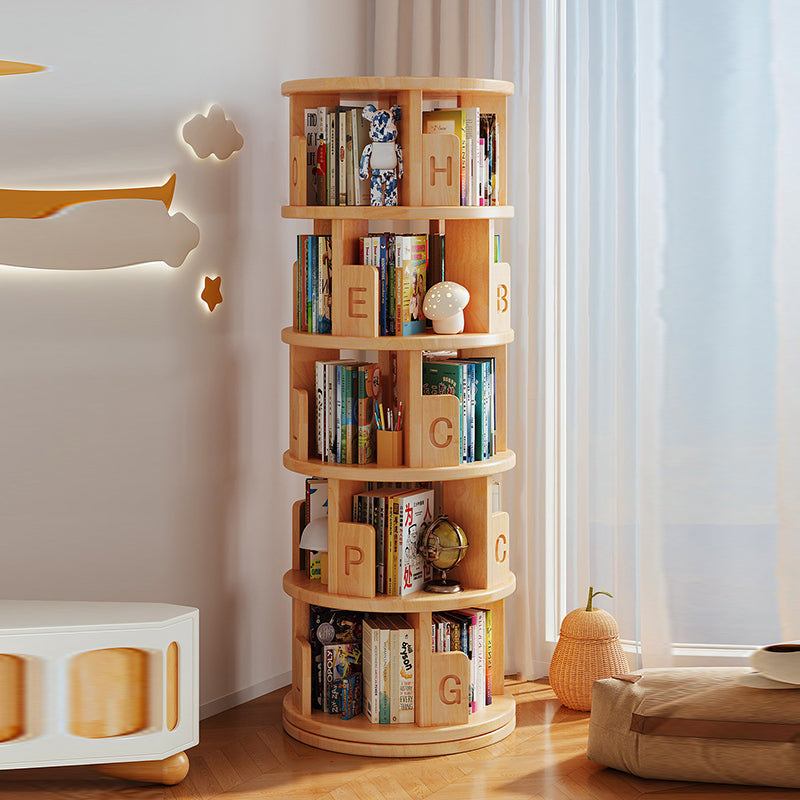 Moderner minimalistischer runder Bücherregal-Aufbewahrungsschrank aus Kiefernholz, drehbar, 3/4/5/6-stufig, für das Wohnzimmer 