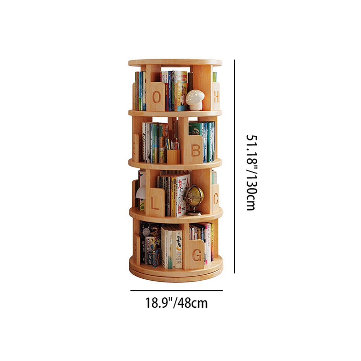 Moderner minimalistischer runder Bücherregal-Aufbewahrungsschrank aus Kiefernholz, drehbar, 3/4/5/6-stufig, für das Wohnzimmer 