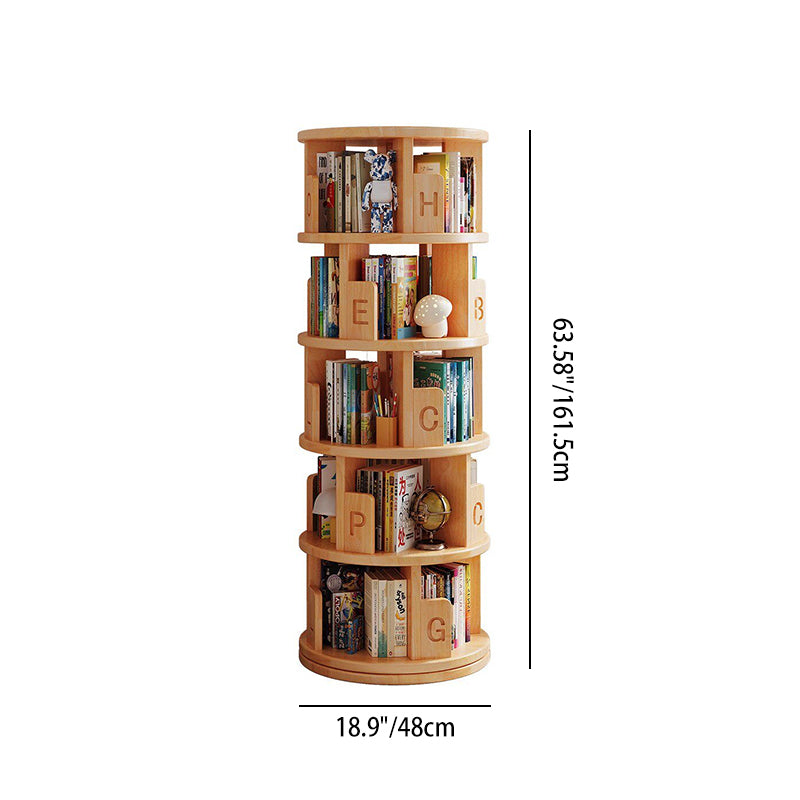 Moderner minimalistischer runder Bücherregal-Aufbewahrungsschrank aus Kiefernholz, drehbar, 3/4/5/6-stufig, für das Wohnzimmer 