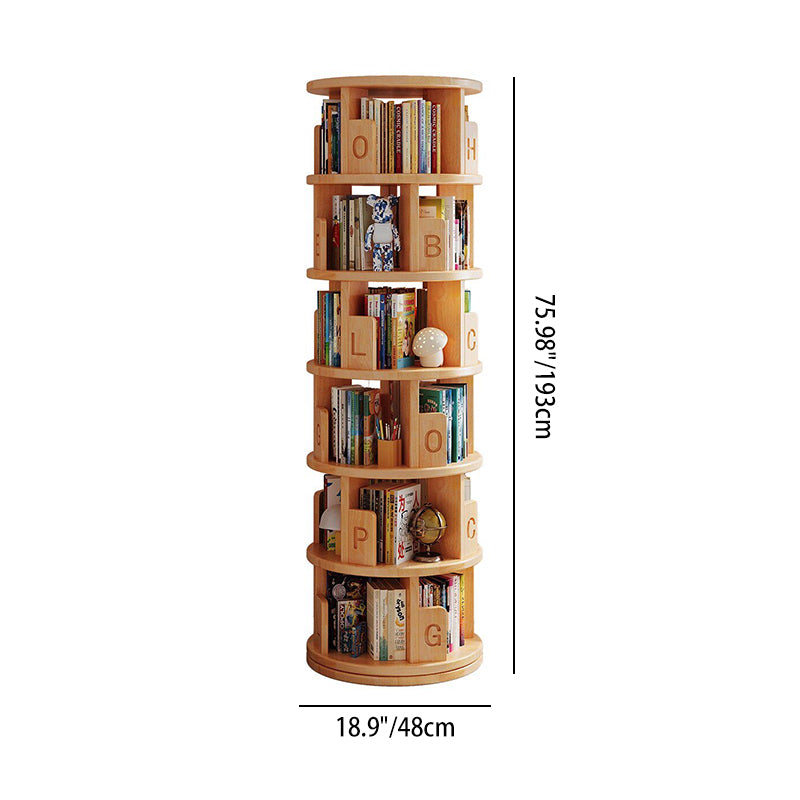 Moderner minimalistischer runder Bücherregal-Aufbewahrungsschrank aus Kiefernholz, drehbar, 3/4/5/6-stufig, für das Wohnzimmer 