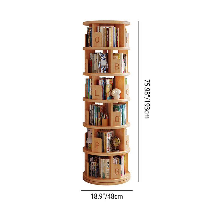 Moderner minimalistischer runder Bücherregal-Aufbewahrungsschrank aus Kiefernholz, drehbar, 3/4/5/6-stufig, für das Wohnzimmer 
