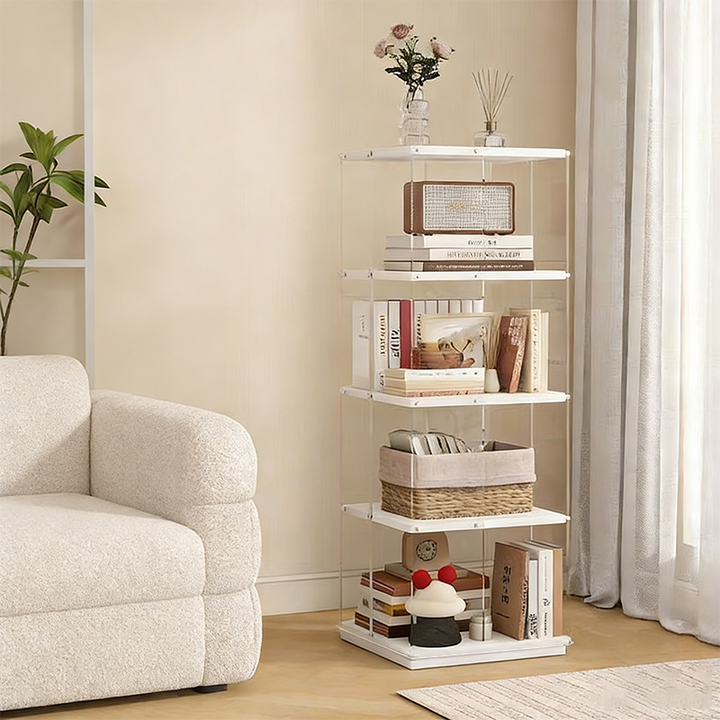 Estantería de almacenamiento cuadrada minimalista moderna de aglomerado acrílico con partículas de 3/4/5 niveles para sala de estar 