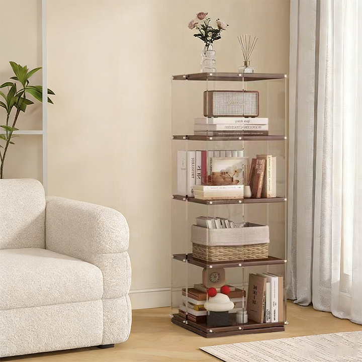 Estantería de almacenamiento cuadrada minimalista moderna de aglomerado acrílico con partículas de 3/4/5 niveles para sala de estar 