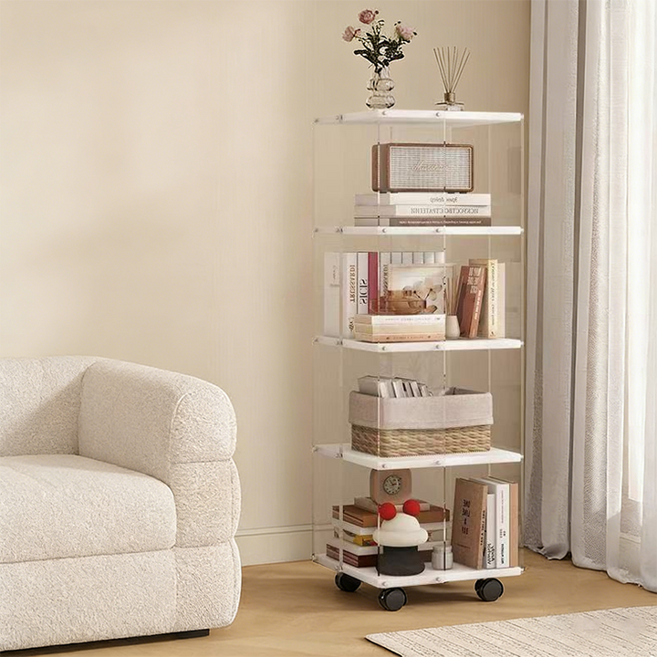 Estantería de almacenamiento cuadrada minimalista moderna de aglomerado acrílico con partículas de 3/4/5 niveles para sala de estar 