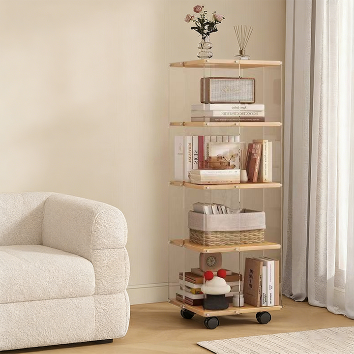 Estantería de almacenamiento cuadrada minimalista moderna de aglomerado acrílico con partículas de 3/4/5 niveles para sala de estar 