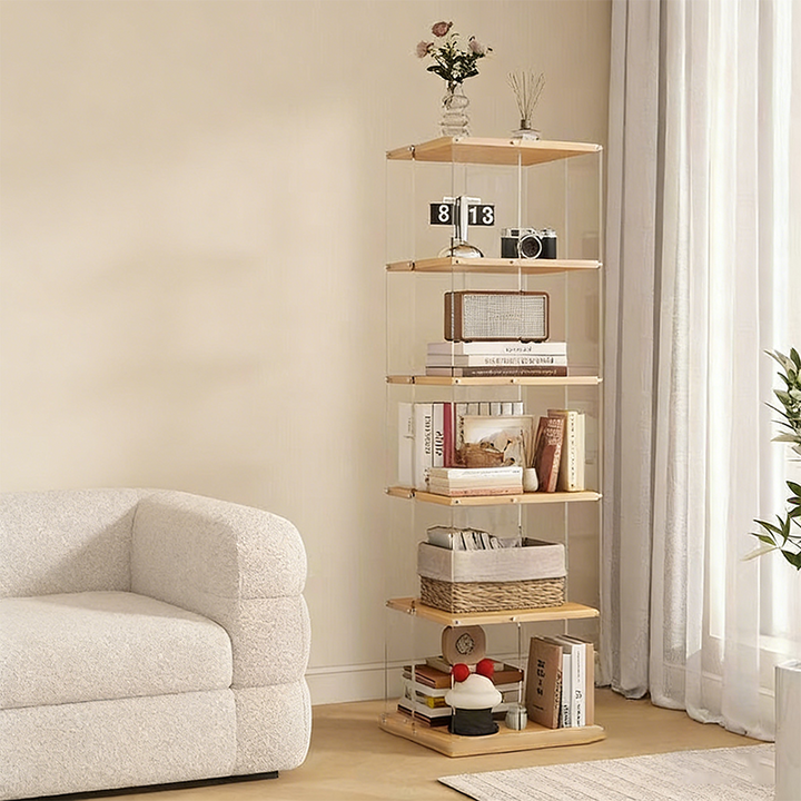 Estantería de almacenamiento cuadrada minimalista moderna de aglomerado acrílico con partículas de 3/4/5 niveles para sala de estar 