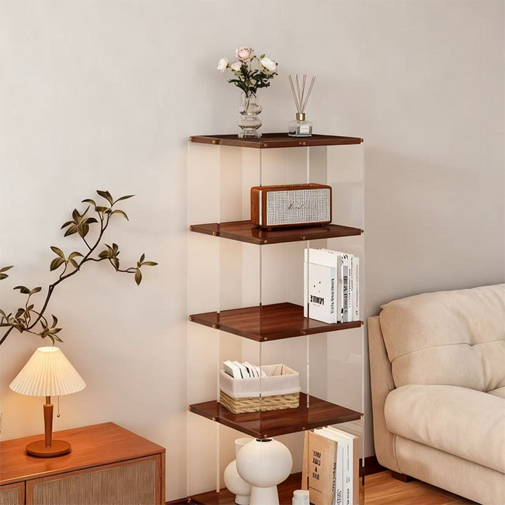Estantería de almacenamiento cuadrada minimalista moderna de aglomerado acrílico con partículas de 3/4/5 niveles para sala de estar 