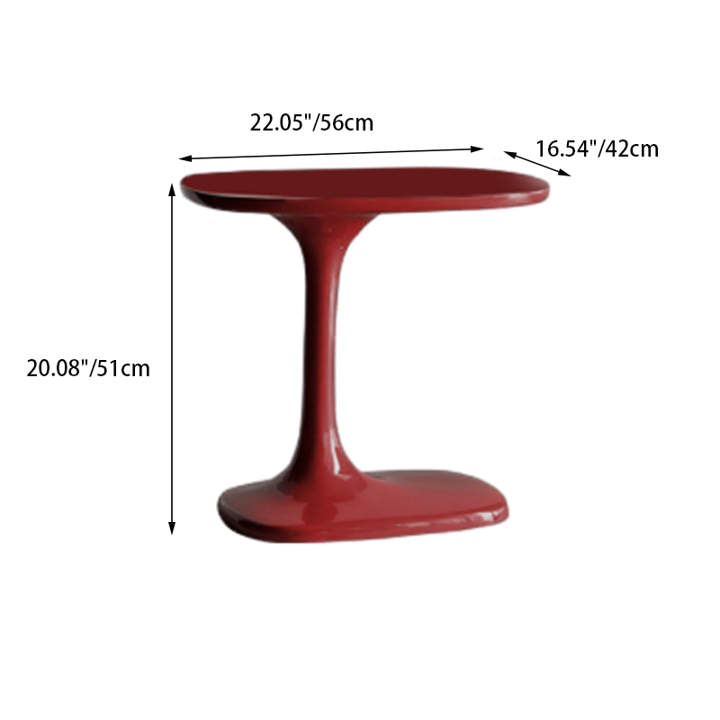 Modern Luxury Rectangular Fiberglass Side Table 1-Tier For Living Room
